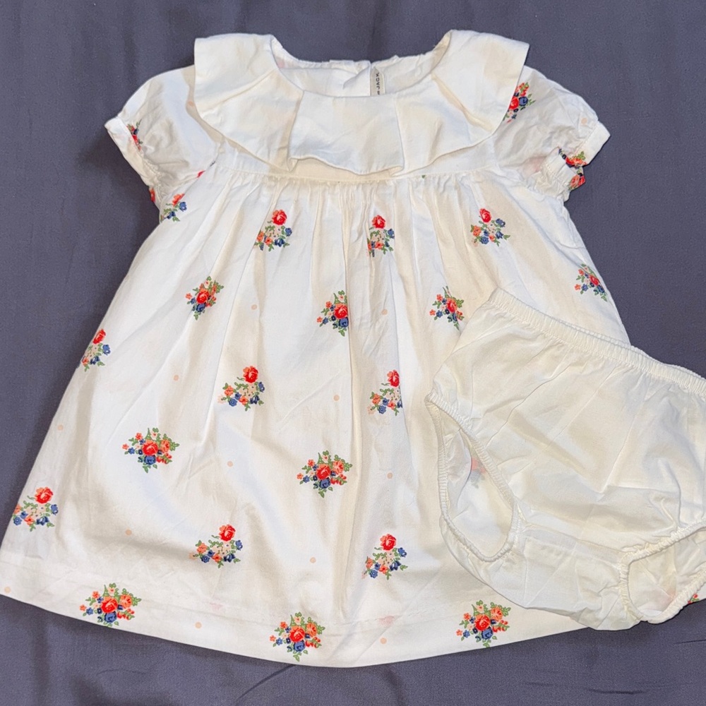 Janie and Jack White Floral Dress with Bloomers